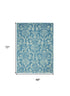 2' X 4' Blue Damask Power Loom Area Rug